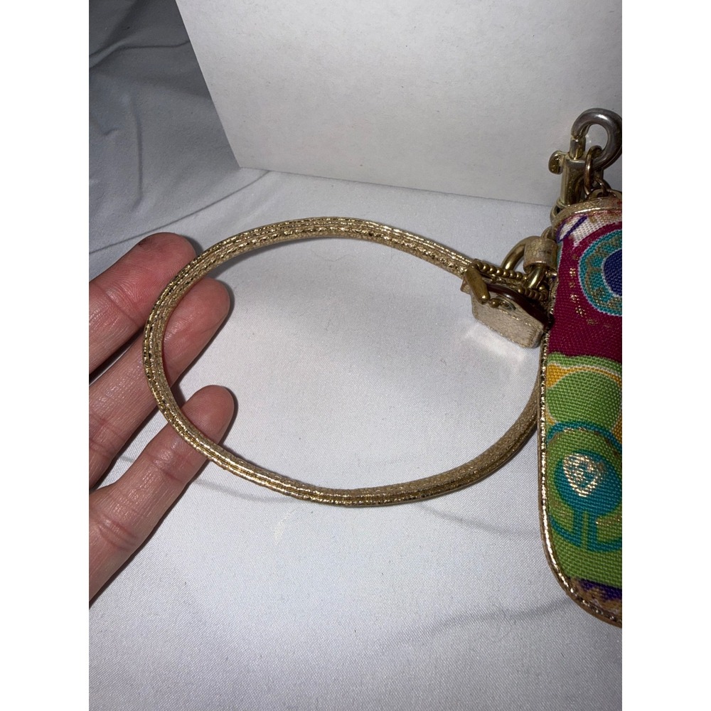 Coach Poppy Pop C Multicolor Wristlet Gold Metallic Strap Y2K Canvas Pouch - Picture 6 of 7